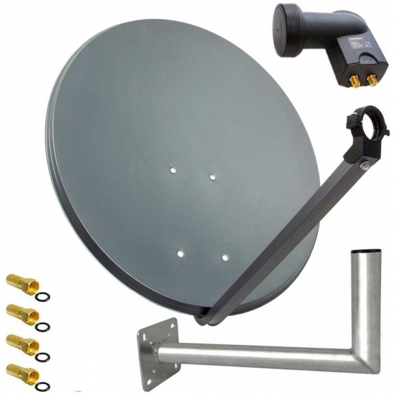 PremiumX SAT Anlage 45cm Anthrazit Satellitenantenne Twin LNB Wandhalter 45cm