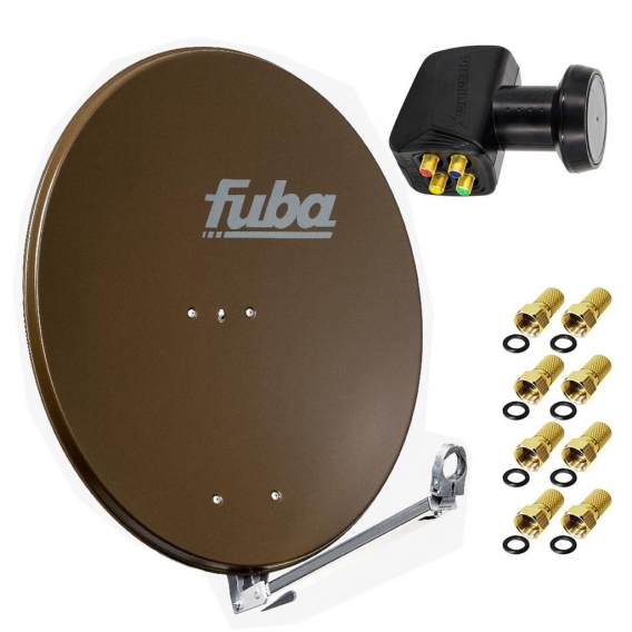 Fuba DAL 800 B Satellitenantenne Alu Braun LNB Quad 8x F-Stecker