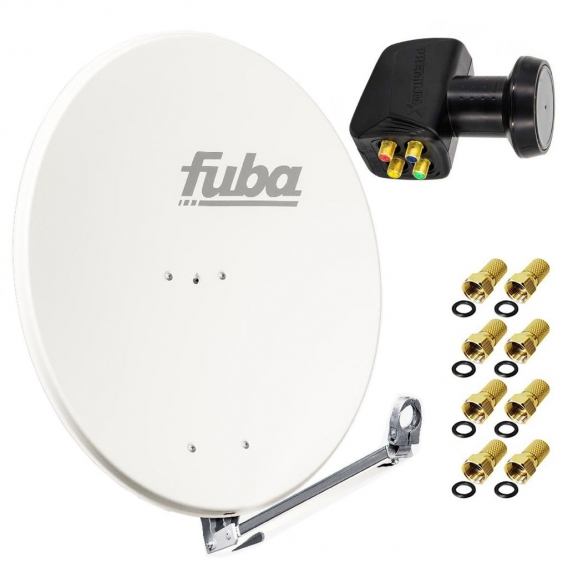 Fuba DAL 800 W Satellitenantenne Alu Weiß LNB Quad 8x F-Stecker