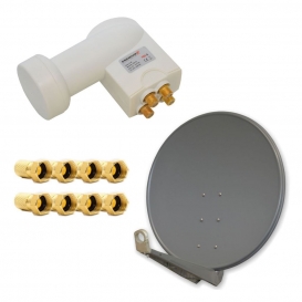 More about PremiumX DELUXE SAT Anlage für 4 Teilnehmer 100cm Satellitenantenne ALU Anthrazit mit Quad LNB inkl. 8x F-Stecker