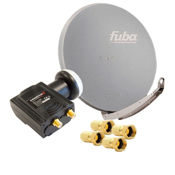 Fuba DAA 850 G Satellitenantenne Aluminium in Grau PremiumX DELUXE Twin LNB Sat