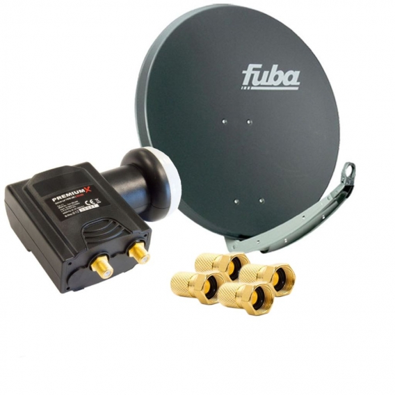 Fuba daa 780 Satellitenantenne Aluminium in Anthrazit HDTV 3D 4KPremiumX DELUXE Twin LNB Sat