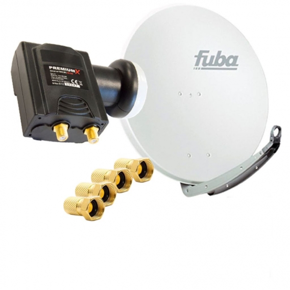 Fuba daa 780 Satellitenantenne Aluminium in Weiss HDTV 3D 4KPremiumX DELUXE Twin LNB Sat