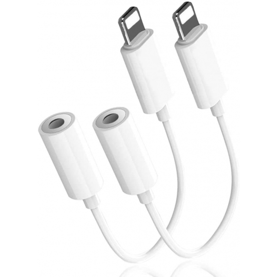 Pyzl (2 Stück) Kopfhörer-Adapter für iPhone [Apple MFi-] Lightning auf 3,5 mm Kopfhörerkabel Aux-Klinken-Konverter Audio-Dongle-