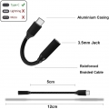 Pyzl Nylon-USB-C-zu-3,5-mm-Kopfhöreradapter, USB-Typ-C-Buchse, Audio-DAC-Hi-Res-Chipsatz-Adapter, kompatibel mit P40/P30/P20 Pro