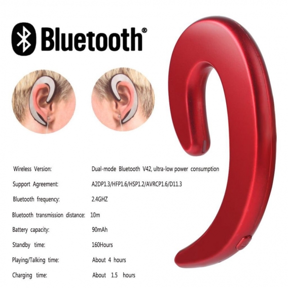 Pyzl Bluetooth-Kopfhörer-Ohrbügel Drahtloser Bluetooth-Knochenleitungs-Kopfhörer-Stereo-Kopfhörer-Kopfhörer