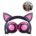 Katze Ohr Kopfhörer mit LED Glowing Blinken,Faltbarer Wiederaufladbare Wired Headset für Mädchen,Kinder, kompatibel für Notebook