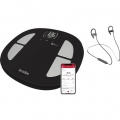 TERRAILLON 14853 - Run and Fit verbundener Impedanzmesser + In-Ear-Kopfhörer - WLAN, Bluetooth - 32,4x34,2cm - Schwarz