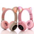 Kinder Kopfhörer, Faltbare Kopfhörer mit LED Katzen Ohren Verkabelte Over Ear Headset Kopfhörer für iPod iPad iPhone Android Han