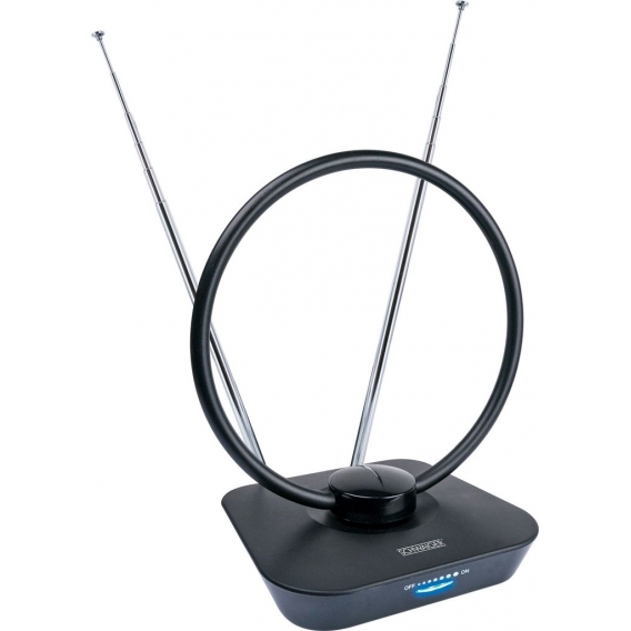 SCHWAIGER -ZA8960 013- DVB-T2(T) Zimmerantenne (aktiv) für den Empfang von UKW, VHF, UHF, Schwarz