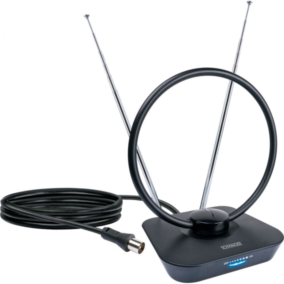 SCHWAIGER -ZA8960 013- DVB-T2(T) Zimmerantenne (aktiv) für den Empfang von UKW, VHF, UHF, Schwarz