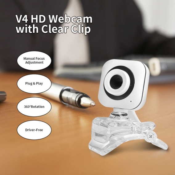 V4 HD Webcam 480P 0,3 Mpx 30 fps Webcam mit Mikrofon Notebook Laptop Desktop Computer PC Webcams USB 2.0 Plug & Play Online-Konf