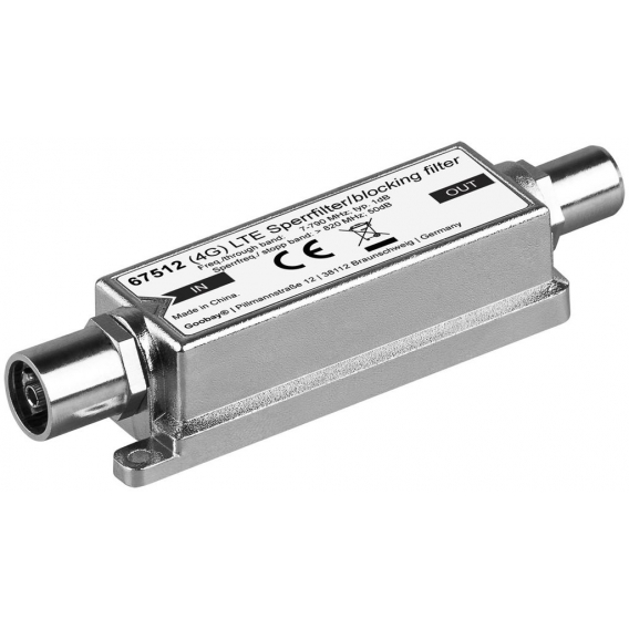 LTE/4G Sperrfilter Koax-Stecker - Koax-Buchse, Koax-Stecker