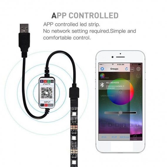 1 Stück flexible Lichtbänder1 Stück USB-Kabel mit Bluetooth-Controller Größe 5 Meter