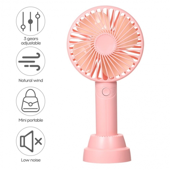 Mini Desk USB Fan 3 Gaenge mit Standfuss Tragbar fuer Home Travel Office Study Outdoor