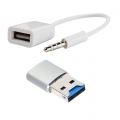 1xUSB 3.0 Anschluss Kartenleser silber mit 1x 3,5 mm Stecker auf USB 2.0 Buchse Kabel weiß