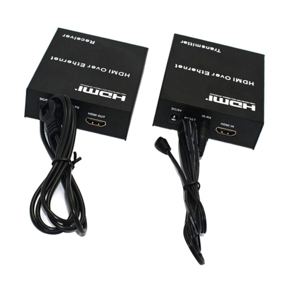 HDMI-Extender über Single RJ45 Cat5e Cat6 Ethernet Kabel bis zu 120 m, Unterstützung 1080p Verwaltung für PC DVD PS3 Laptop