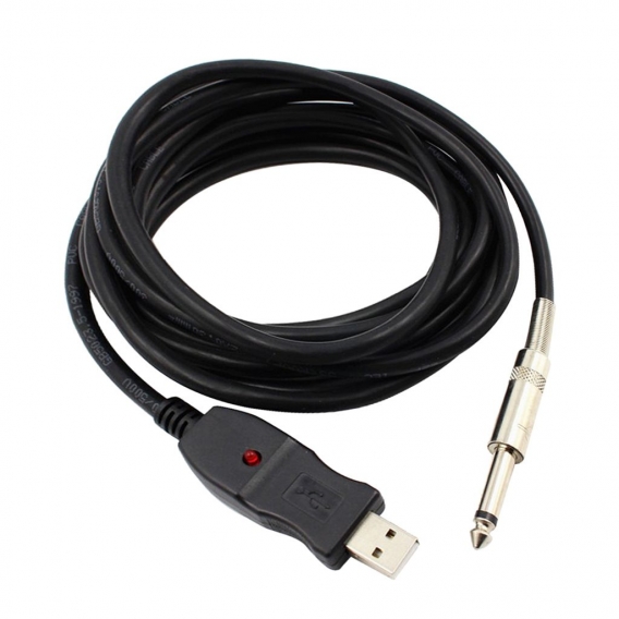 USB zu 6,35mm Gitarren Instrumentenkabel Audio Klinke Kabel Monostecker mit Audio-Signalverstärkung für die E-Gitarre