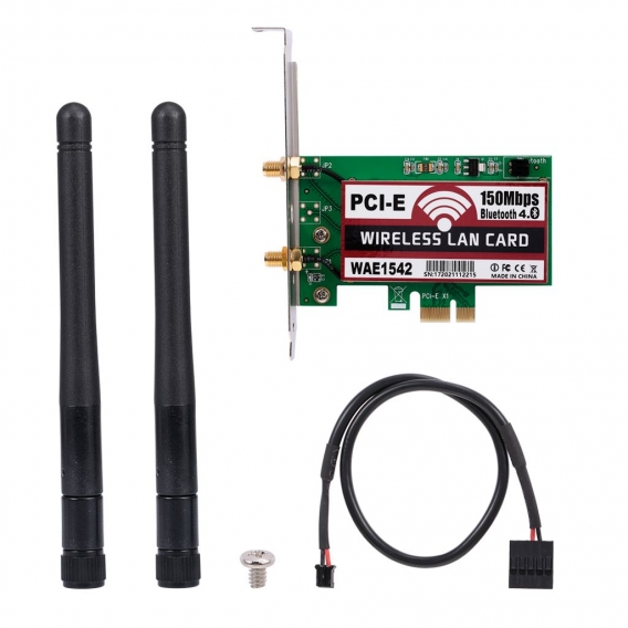 Wireless LAN-Karte BT WiFi-Netzwerkkarte mit High-Gain-Antennen 150M PCI-E-Adapterkarte