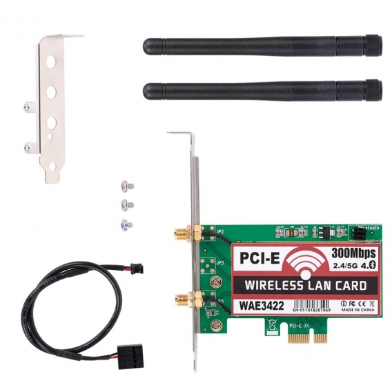 Wireless LAN-Karte BT Dual Band WiFi-Netzwerkkarte mit High-Gain-Antennen 300M PCI-E-Adapterkarte