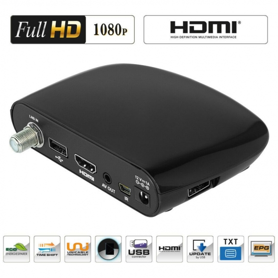 Digitaler Satelliten HD Receiver (HDTV, DVB-S /DVB-S2, HDMI, 2X USB 2.0, Full HD 1080p,Vorprogrammiert für Astra,