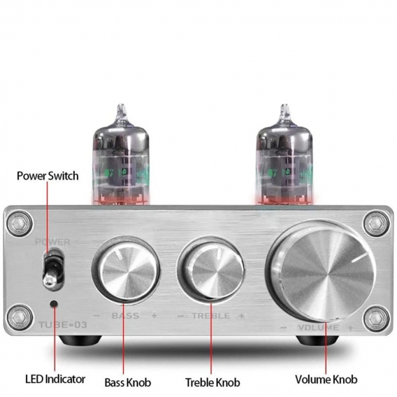 Mini Vacuun Tube Preamp Audio Hi-Fi Stereo Pre-Amplifier Treble & Bass Control (Preamp)