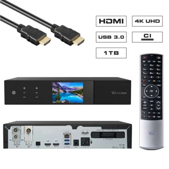 VU+ Duo 4K SE BT PVR Ready Linux Receiver UHD 2160p 1x DVB-C FBC & 1x DVB-T2 Dual 1TB