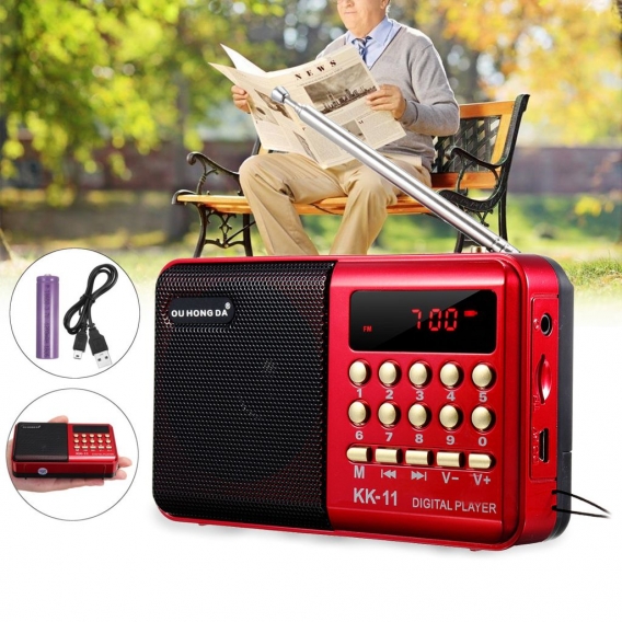 LCD Display Digital Radio Handy Lautsprecher Nostalgieradio MP3 Wiederaufladbar USB FM Digitalradio