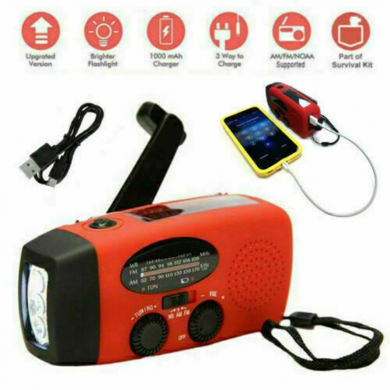 Melario HOT Notfall Solar Hand Kurbel AM FM Wetter Radio LED Licht USB Ladegerät Outdoor