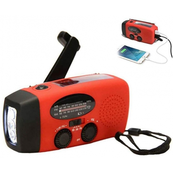 Solar Radio Kurbelradio Multifunktion Tragbares Outdoor für Notfälle mit Handkurbel LED Taschenlampe Powerbank FM/AM Notfallradi