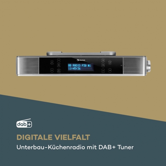 auna KR-140 Bluetooth-Küchenradio - Unterbau-Radio, DAB+/UKW Küchenradio, Freisprechfunktion, DAB+/FM, LED-Arbeitsflächen-Beleuc