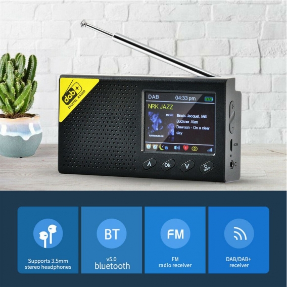 2.4" Tragbares Digitalradio Radio DAB + FM bluetooth5.0 Musik Player LCD Display