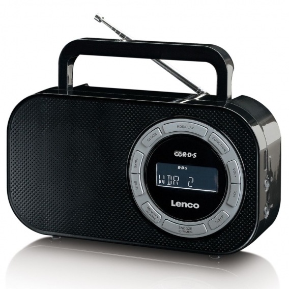Lenco PR2700 - Tragbares FM-Radio mit RDS-Funktion - LCD-Display - USB-Eingang - Uhr-/Alarmfunktion - Kopfhöreranschluss - Schwa