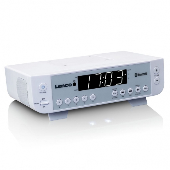 Lenco KCR-100WH - FM-Küchenradio mit Bluetooth, LED-Beleuchtung und Timer - Weiß