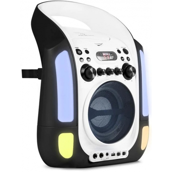 auna Kara Illumina Karaoke Anlage Set Karaoke Player (2 x Mikrofon, CD+G-Player, Top-Loading, MP3-fähiger USB-Port, Echo-Effekt,