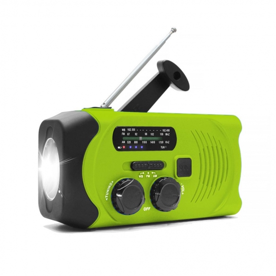 Solar radio,Multifunktional Kurbel radio mit Solar batterie, SOS Sirene,USB Powerbank,LEDTaschenlampe und 2000 mAh Powerbank,