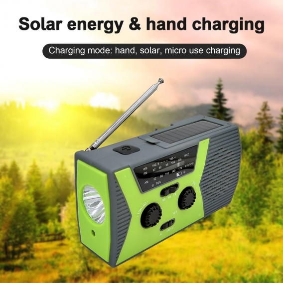 AM/FM & NOAA Notrufradio Handkurbelradio mit Taschenlampe für SOS Notruf Tragbare Solarradios Selbstbetriebenes AM/FM Radio mit 