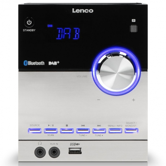 Lenco MC-150 - Stereoanlage mit DAB+/FM Empfang - CD/MP3-Spieler - Bluetooth - USB-Eingang - 2 x 10 Watt RMS - Schwarz