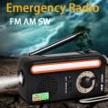 Melario 3000mAh Tragbare FM/AM/SW Solar Handkurbel Radio Notfall Alarm SOS LED USB Schwarz