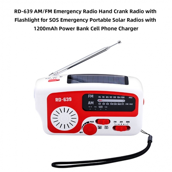 RD-639 AM / FM-Notfallradio Handkurbelradio mit Taschenlampe fš¹r tragbare SOS-Notfall-Solarradios Selbstversorgendes AM / FM-Ra