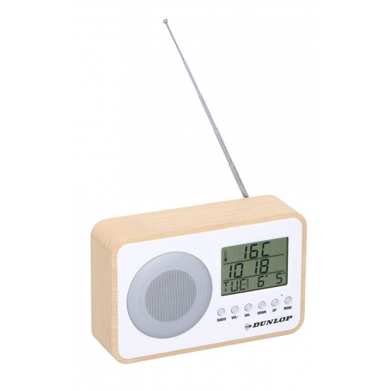 Dunlop Radiowecker digital - mit Kalender und Thermometer - 2x AA (exkl.) - Holzoptik