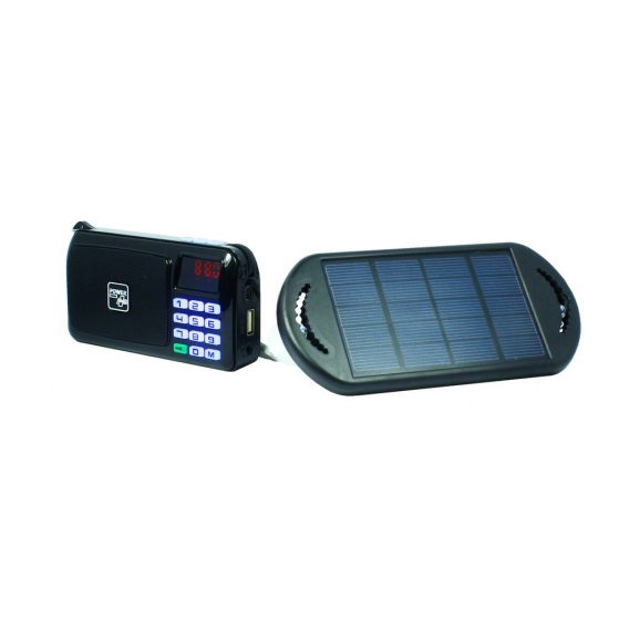 POWERplus Crow Solar USB aufladbares FM Scan Radio mit USB/SD MP3 Funktion Taschenlamp und Zeitfunktion