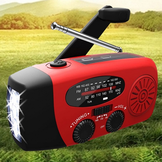 Tragbare Solar Radio Funkgerät mit Kurbel AM/FM/NOAA Radio 2000mAh Wiederaufladbare Powerbank USB-Handy-Lader LED Taschenlampe