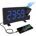 AcserGery Projektionsradiowecker, 180°-Deckenprojektionswecker, USB-FM-Digitaluhr mit zwei Alarmen, Snooze, Sleep-Timer, 12/24h,