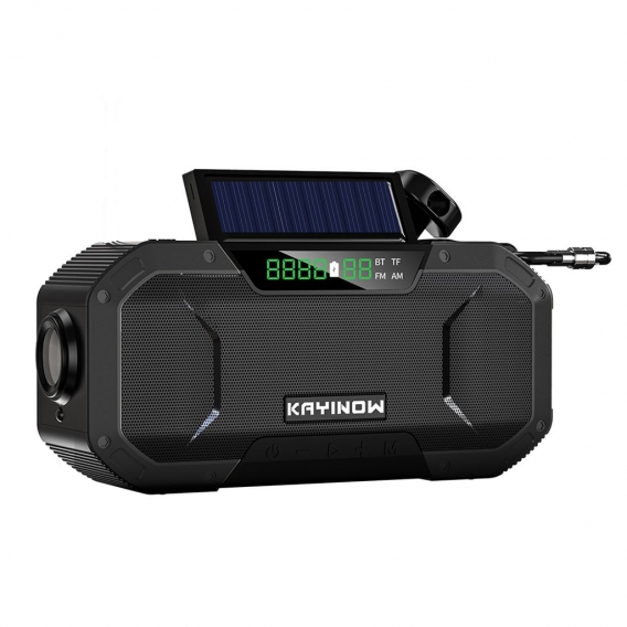 Solar Radio Funkgerät 5000mAh Power Bank Notfall Handkurbel Ladegerät Funkgerät Taschenlampe für Outdoor Camping Wandern Farbe: 