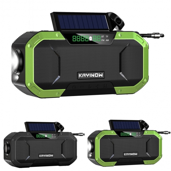 Solar Radio Funkgerät 5000mAh Power Bank Notfall Handkurbel Ladegerät Funkgerät Taschenlampe für Outdoor Camping Wandern Farbe: 