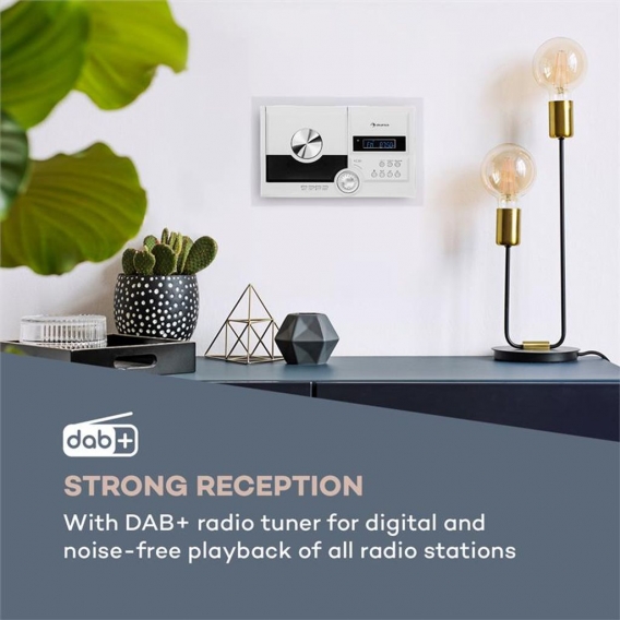 auna Stereo Sonic DAB+ Stereoanlage ,  Wandmontage ,  DAB+/UKW-Radiotuner ,  automatischer CD-Player ,  USB-Port für MP3-Dateien