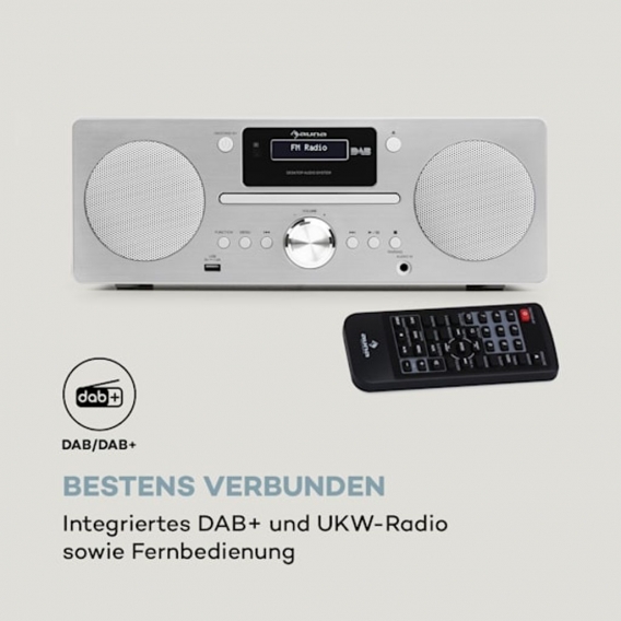 auna Harvard Stereo Kompaktanlage Special Edition, Microanlage mit DAB/DAB+ -Tuner, 2 x 10W RMS, Bluetooth 3.0, USB, Bluetooth, 