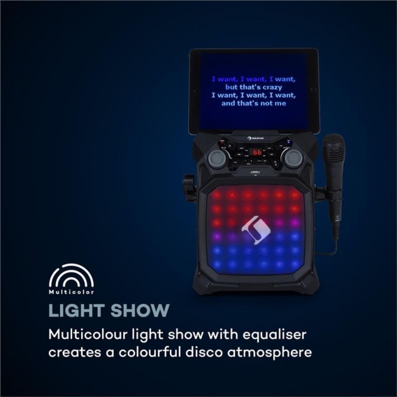 auna Rockstage LightShow Karaokeanlage , Bluetooth-Funktion , USB: Wiedergabe und Aufnahme , Multicolor-Lichtshow mit Equalizer 