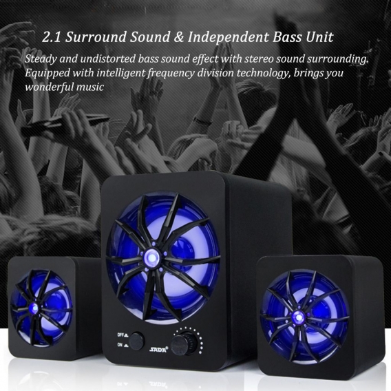 SADA D-207 Computer Lautsprecher USB verdrahtete Kombination Lautsprecher Bunte LED Bass Stereo Musik Player Subwoofer Lautsprec